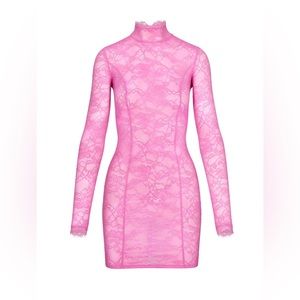 Brand new SKIMS pink lace mock neck dress